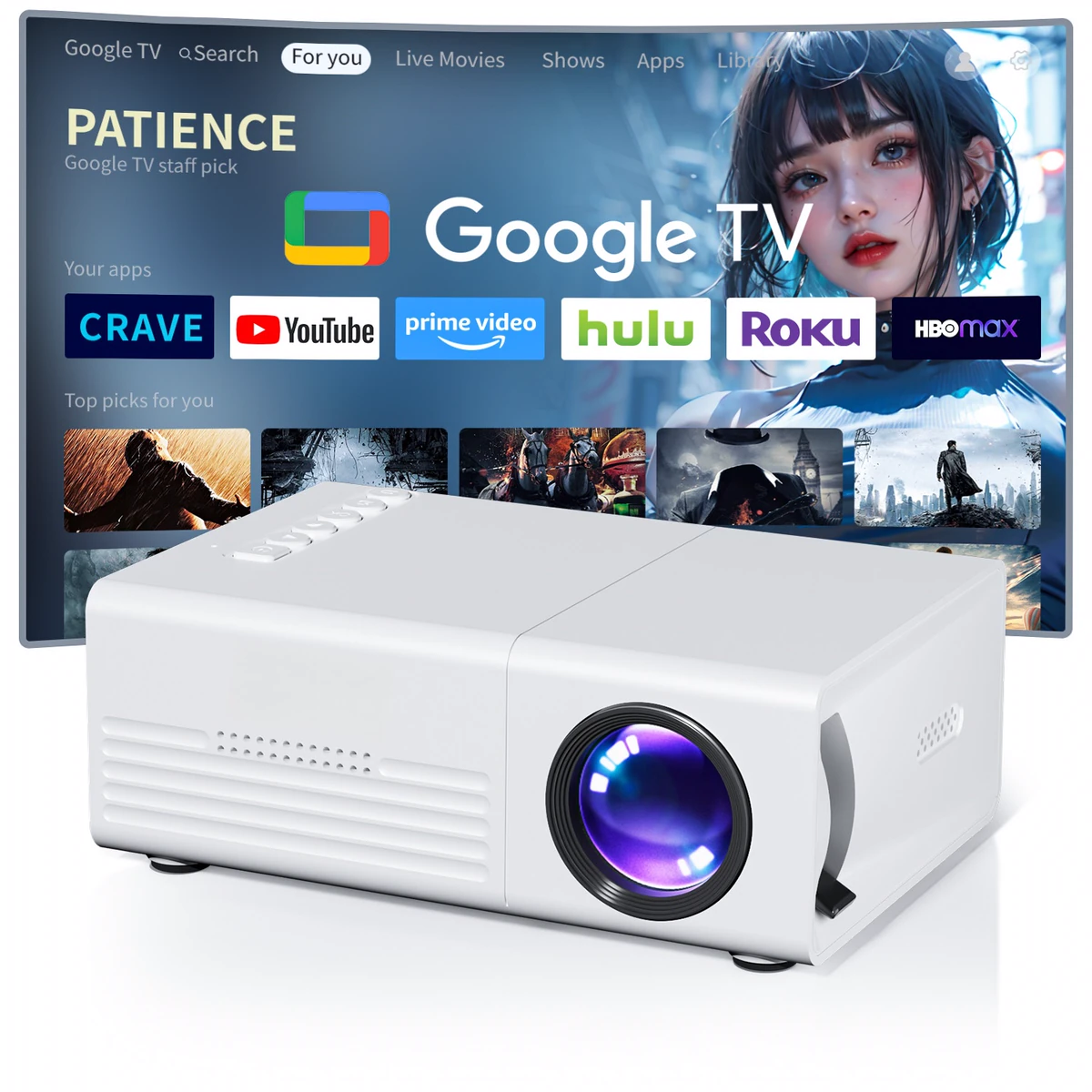 Mini vidéoprojecteur Wi-Fi et Bluetooth avec télécommande