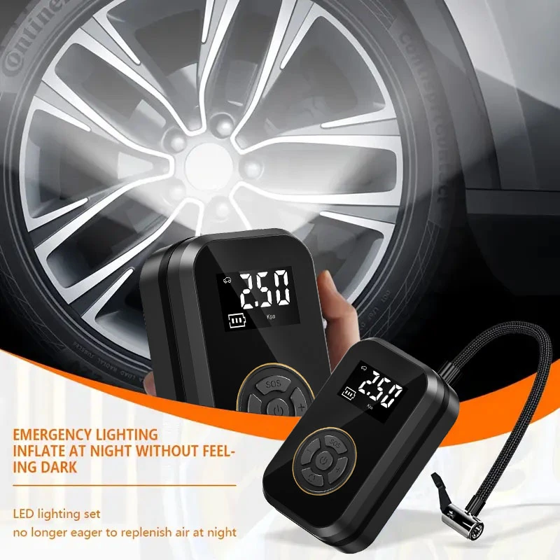 Cordless Tire Inflator with Digital Display and LED Light