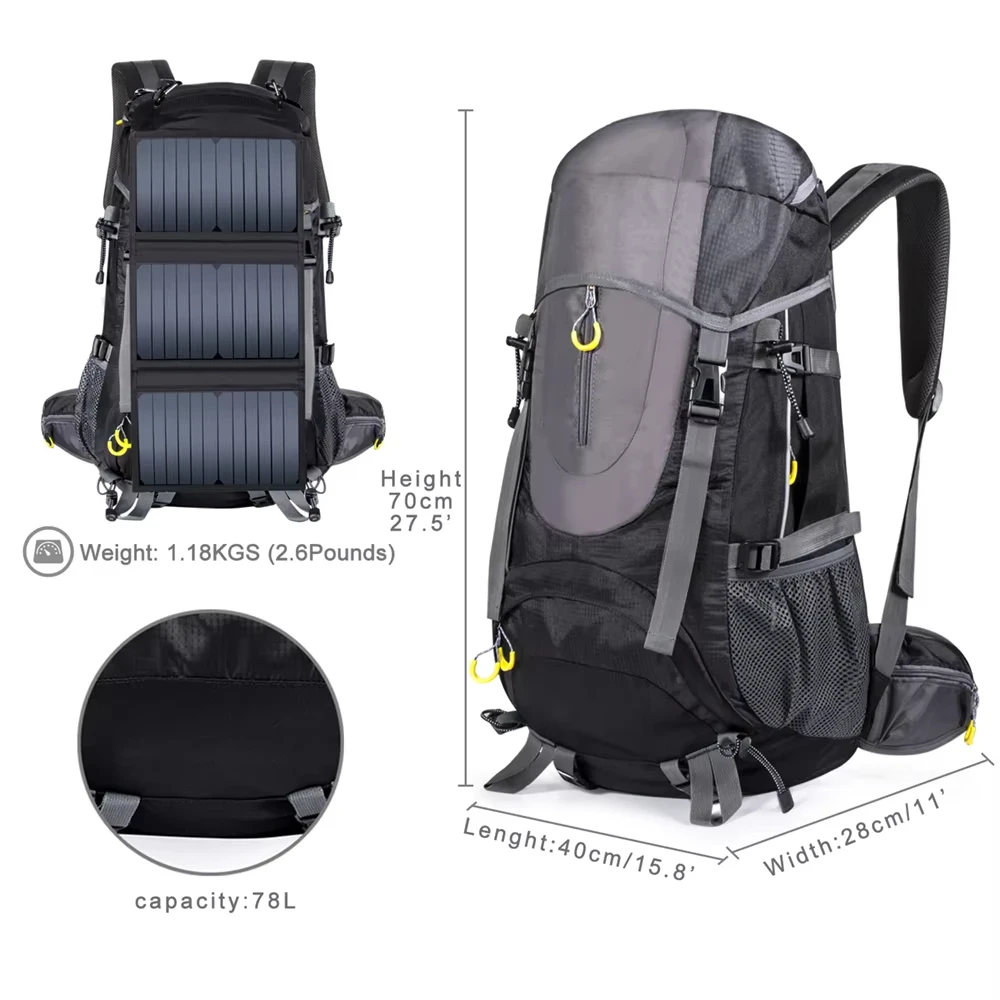 Sac à dos solaire imperméable avec port USB de charge