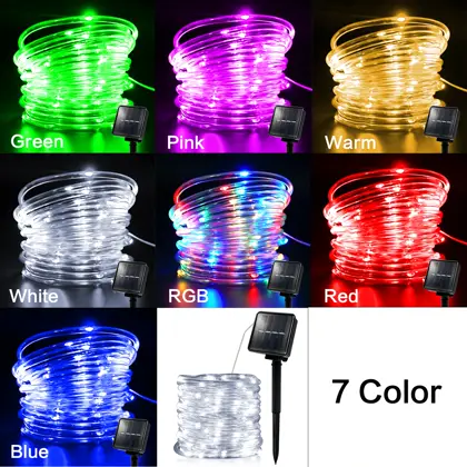 Guirlande LED solaire étanche en tube (100 à 300 LED)