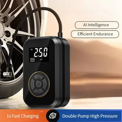 Gonfleur de pneus sans fil avec écran digital et lampe LED